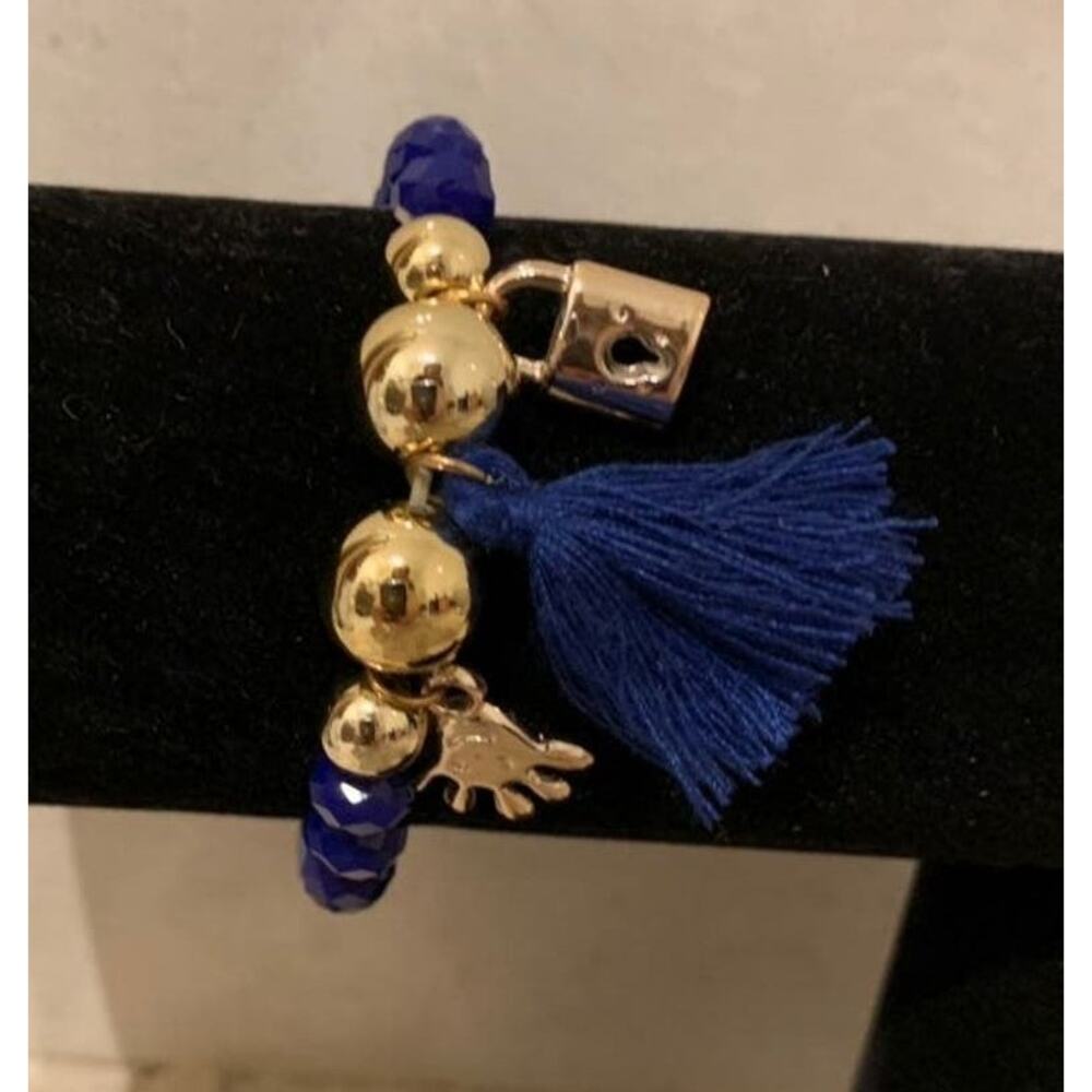 Blue Elastic Bracelet With‎ Tassel